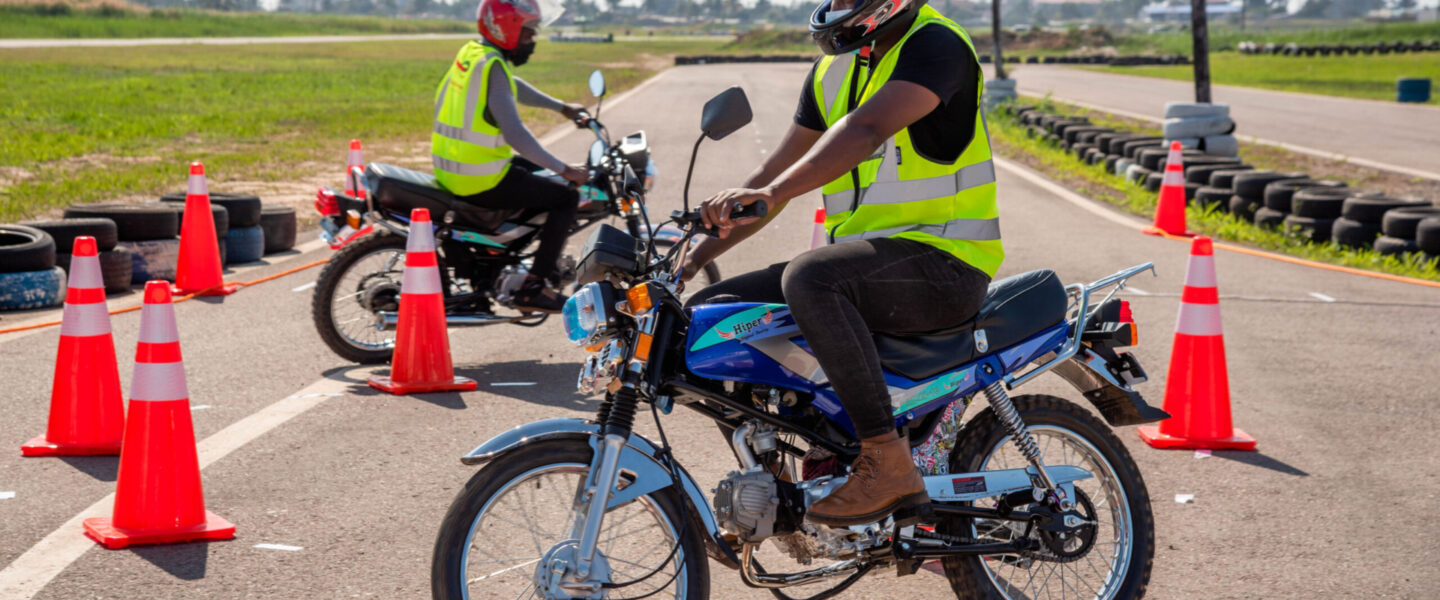 Rider completing motorcycle safety course