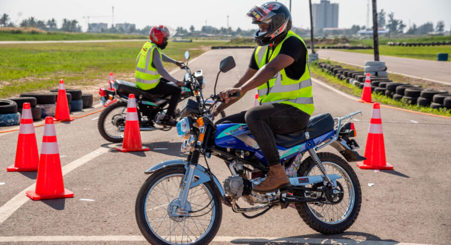 Rider completing motorcycle safety course